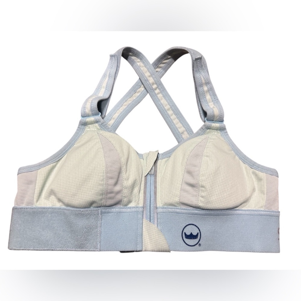 SHEFIT Ultimate Zip Front High Impact Sports Bra Light Blue Size XS